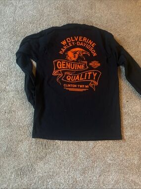 Harley-Davidson Black Long Sleeve Tee with Orange Wolverine Graphic